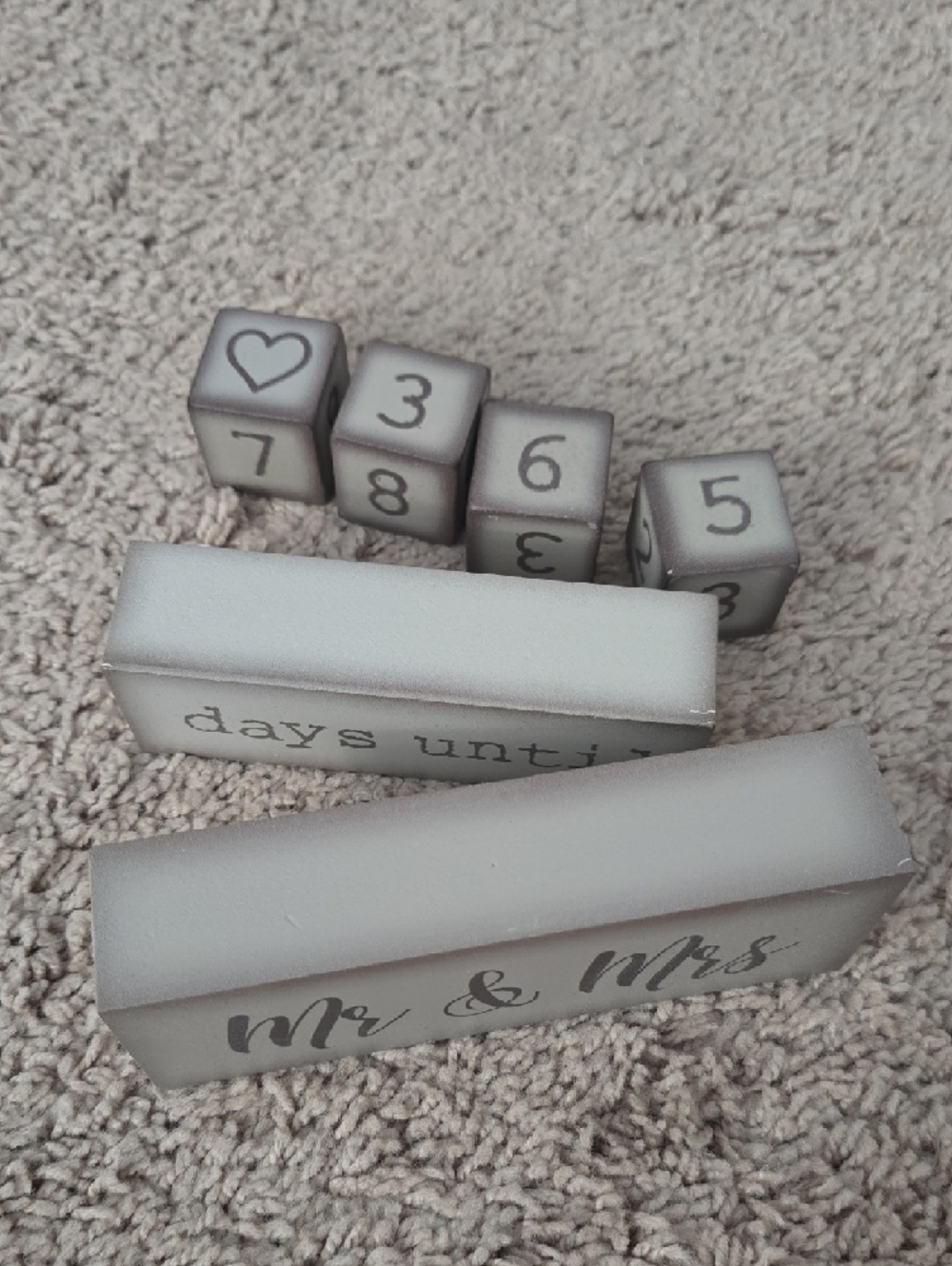 Mr & Mrs Countdown Blocks - Neutral Gray - Picture 2 of 3